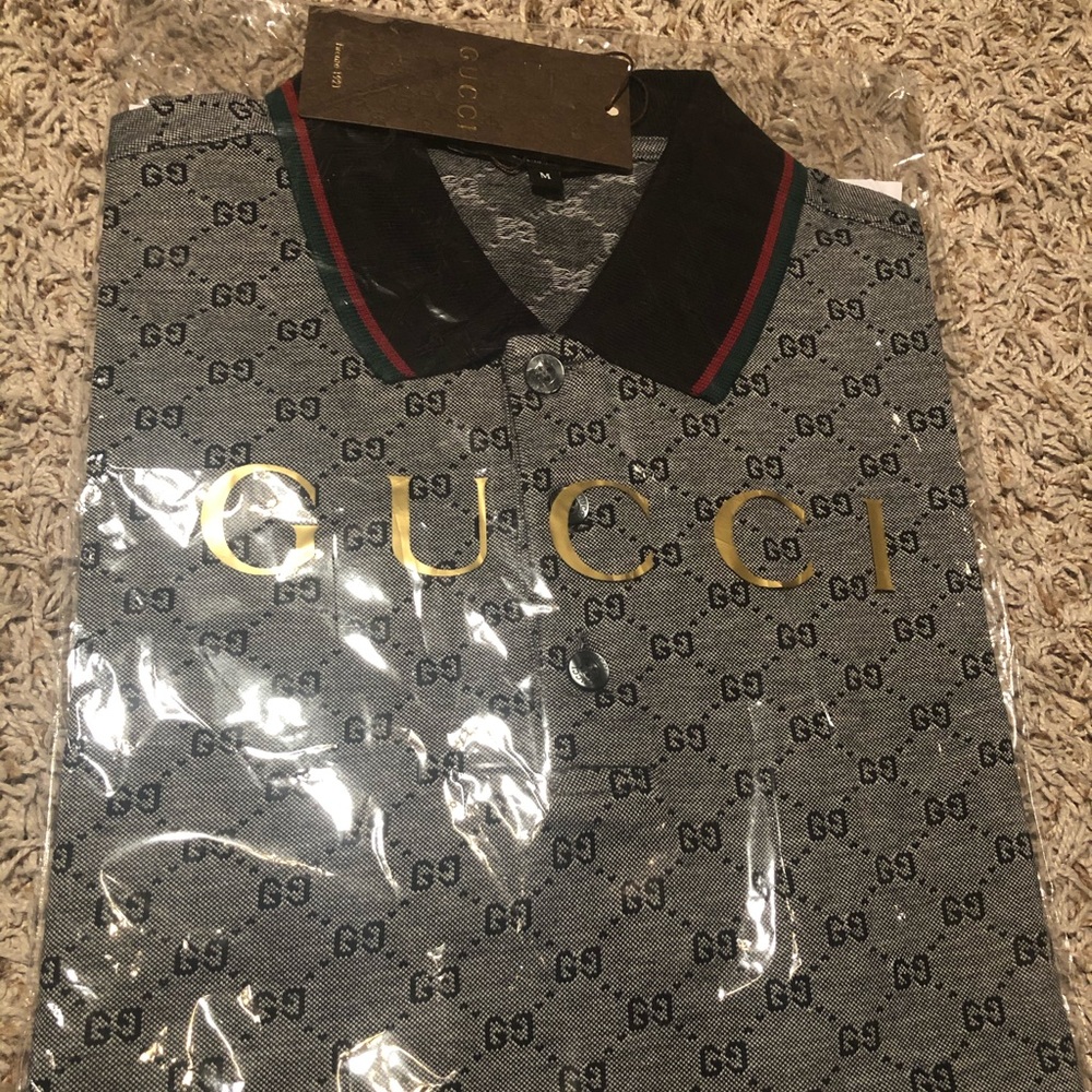 Gucci monogram men polo shirt new